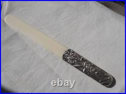 Ouvre Lettre Coupe Papier Ancien Argent Massif Art Nouveau Antique Letter Opener