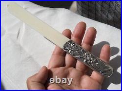 Ouvre Lettre Coupe Papier Ancien Argent Massif Art Nouveau Antique Letter Opener