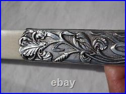 Ouvre Lettre Coupe Papier Ancien Argent Massif Art Nouveau Antique Letter Opener