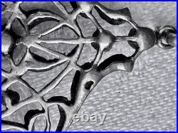 PENDENTIF ANCIEN 1900 ART NOUVEAU en ARGENT marcassites, grenats et perle N°96