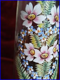 Paire Ancien Vases Émaillée Décor Fleurs Art Nouveau -Dlg Legras- H30cm