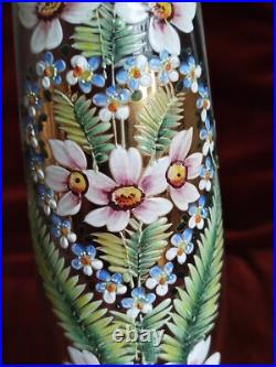 Paire Ancien Vases Émaillée Décor Fleurs Art Nouveau -Dlg Legras- H30cm
