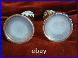 Paire Ancien Vases Émaillée Décor Fleurs Art Nouveau -Dlg Legras- H30cm