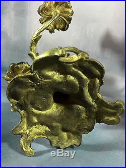 Paire De Bougeoires Anciens A 3 Bras En Bronze De Style Louis XV /35 CM De Haut