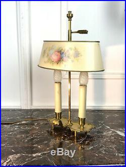 Paire De Lampes Bouillotte Anciennes En Bronze Avec Abat Jour Reglabe En Tôle