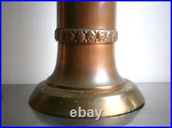 Paire Grand Vases Secessionist Cuivre rouge Bronze doré déco 1900 Ancien