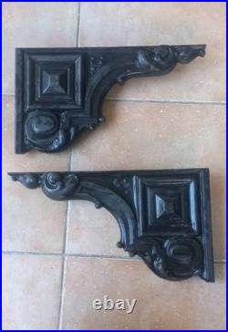 Paire d'équerres ART DECO potence ancienne En fonte Emaillée Étagère