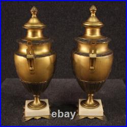 Paire de potiches dorées deux vases de style ancien néoclassique bronze 900
