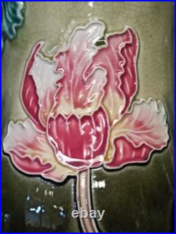 Paire de vases ancien Art Nouveau en Barbotine Lille Five