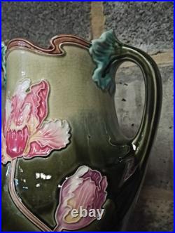 Paire de vases ancien Art Nouveau en Barbotine Lille Five