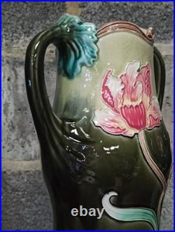 Paire de vases ancien Art Nouveau en Barbotine Lille Five
