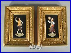 Panneaux Décoratifs Danseurs Italiens Ancienne Marqueterie De Marbre Florence