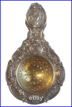 Passoire Ancienne a Thé Argent Massif Art Nouveau-Old Tea Strainer silver