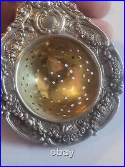 Passoire Ancienne a Thé Argent Massif Art Nouveau-Old Tea Strainer silver