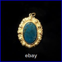 Pendentif Ancien Romantique De Style Art Nouveau En Argent 935 Et Lapis-lazuli