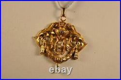Pendentif Art Nouveau Ancien Or Massif 18k Antique Sold Gold Pendant
