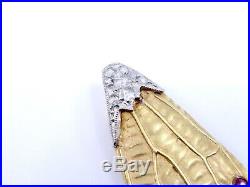 Pendentif ancien Art Nouveau Aile de cigale en or 18k diamants et rubis 1900