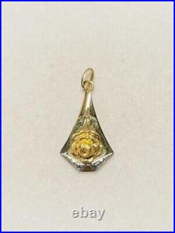 Pendentif ancien Art Nouveau en or 18 carats motif rose