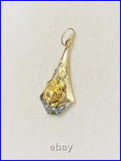 Pendentif ancien Art Nouveau en or 18 carats motif rose