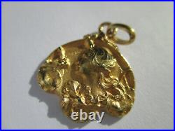 Pendentif ancien Art Nouveau or massif 18 carats femme fleur French gold 750