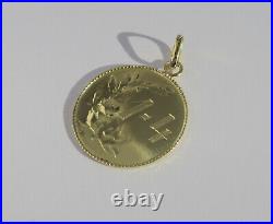 Pendentif ancien Art Nouveau porte bonheur roses 1er avril or massif 18 carats