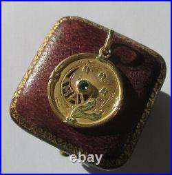 Pendentif médaille ancien Art Nouveau muguet mois Mai or massif 18 carats French