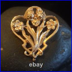 Pendentif ou Broche Ancien(ne) Bouquet De Fleur /Or 750? (18K) Style Art Nouveau