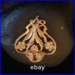 Pendentif ou Broche Ancien(ne) Bouquet De Fleur /Or 750? (18K) Style Art Nouveau