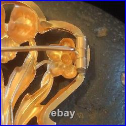 Pendentif ou Broche Ancien(ne) Bouquet De Fleur /Or 750? (18K) Style Art Nouveau