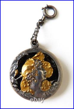 Pendentif vinaigrette bijou ancien ART NOUVEAU 1900 métal doré parfum