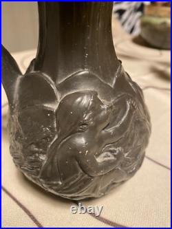 Pichet ancien signé, Charles Theodore Perron, années 1900, Pichet Art Nouveau