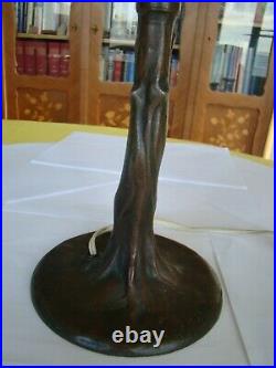 Pied de lampe ancien, style Art Nouveau, en bronze, en forme d'arbre #1026#