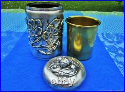 Pot ancien à café et thé Anémones bronze Art Nouveau Antique jar for coffee and