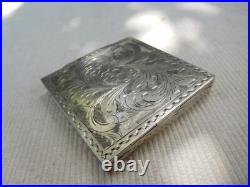Poudrier Ancien Vintage Argent Massif49.60 Grs Floral Fleur Art Nouveau Nbc20