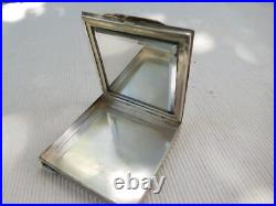 Poudrier Ancien Vintage Argent Massif49.60 Grs Floral Fleur Art Nouveau Nbc20