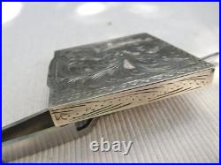 Poudrier Ancien Vintage Argent Massif49.60 Grs Floral Fleur Art Nouveau Nbc20
