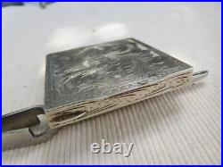 Poudrier Ancien Vintage Argent Massif49.60 Grs Floral Fleur Art Nouveau Nbc20