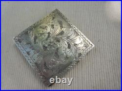 Poudrier Ancien Vintage Argent Massif49.60 Grs Floral Fleur Art Nouveau Nbc20
