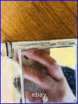 Poudrier ancien en argent gravé avec miroir Art Nouveau 536004