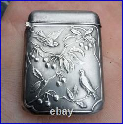 Pyrogène Ancien Argent Ou Metal Argenté Art Nouveau Décor Oiseaux Végétaux