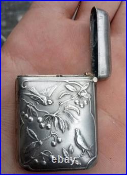Pyrogène Ancien Argent Ou Metal Argenté Art Nouveau Décor Oiseaux Végétaux