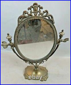 Rare Ancien Miroir psyché à poser en bronze d'époque Art Nouveau H 40 x l 30 cm