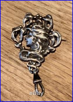 Rare Ancienne Châtelaine Porte Montre Argent Massif Art Nouveau