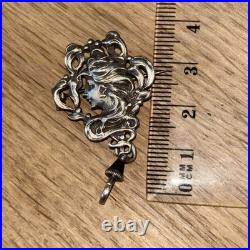 Rare Ancienne Châtelaine Porte Montre Argent Massif Art Nouveau