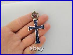 Rare Ancienne Croix De Constantin Augis Argent Massif Émaillé Art Nouveau