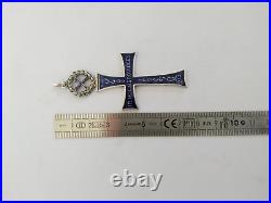 Rare Ancienne Croix De Constantin Augis Argent Massif Émaillé Art Nouveau