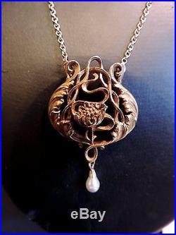 Rare Collier Ancien Art Nouveau Perles Fines Or 18 / Vintage Gold Necklace