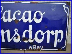Rare Plaque émaillée ancienne CACAO BENSDORP Chocolat bombée Art Nouveau 1900
