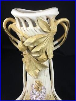 Rare Très grand vase ancien porcelaine Royal Dux Bohemia Art Nouveau