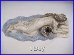 Rare ancien ENCRIER porcelaine art nouveau signé statuette femme biscuit -VF1207